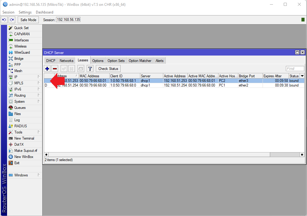 Creating a Static IP address entry for a host