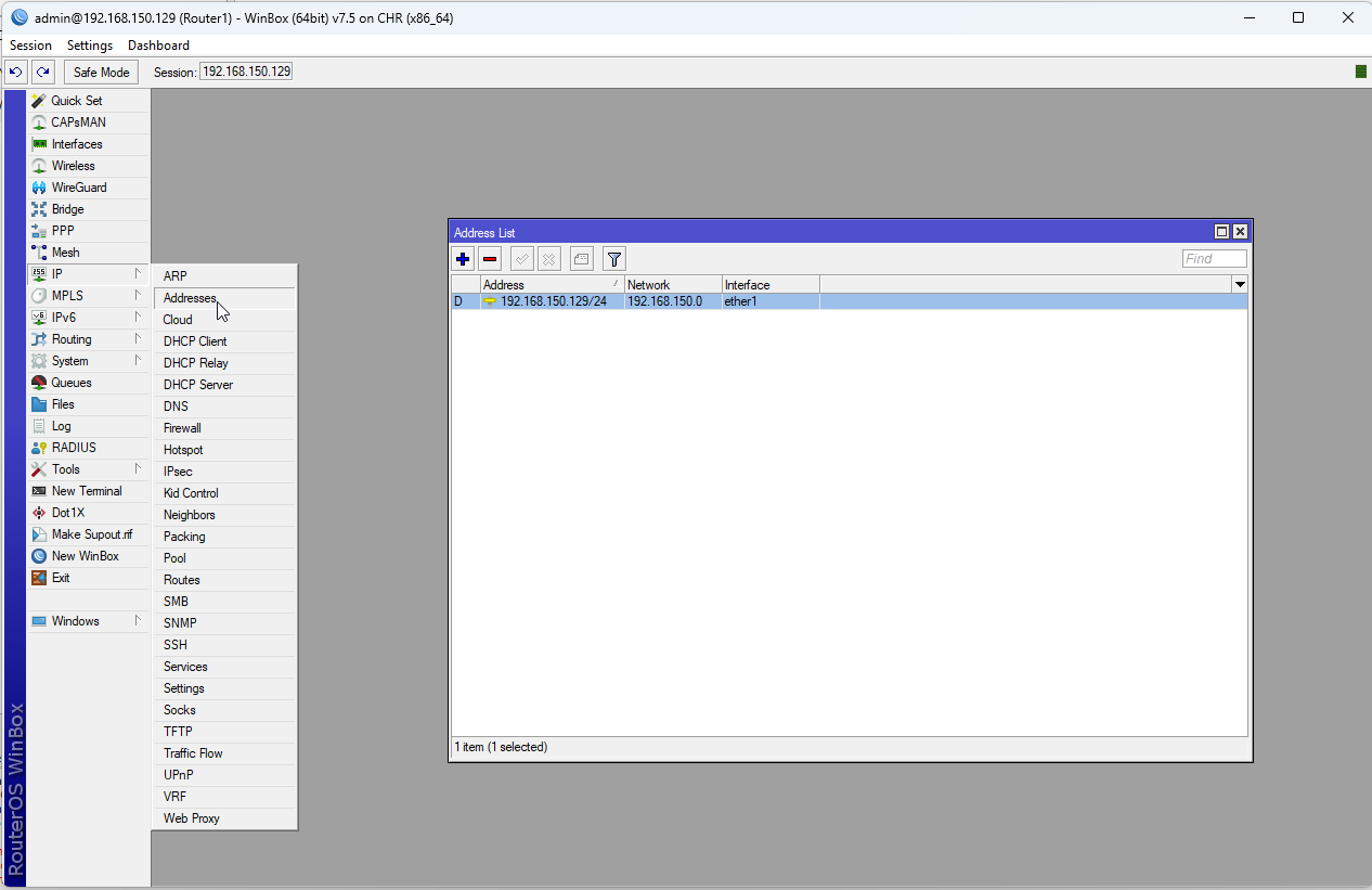 Lab 2.2 - First Interactions with the MikroTik Router (WinBox)