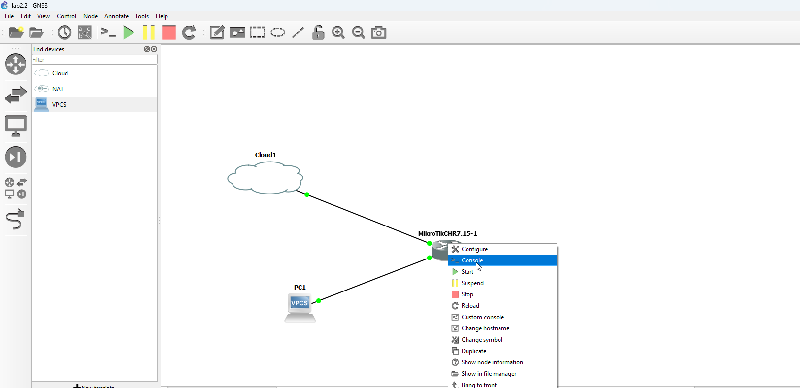 Lab 2.2 - First Interactions with the MikroTik Router (WinBox)