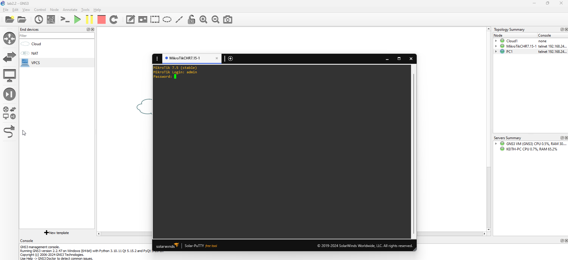 Lab 2.2 - First Interactions with the MikroTik Router (WinBox)