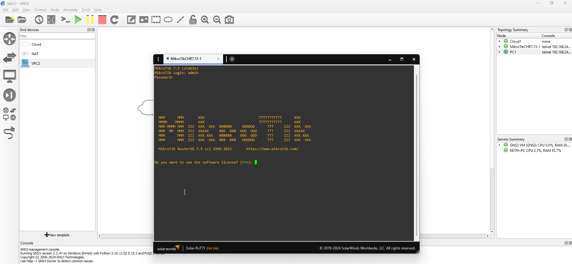 Lab 2.2 - First Interactions with the MikroTik Router (WinBox)