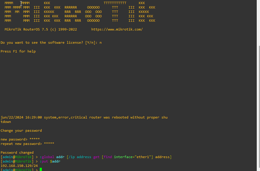 Lab 2.2 - First Interactions with the MikroTik Router (WinBox)