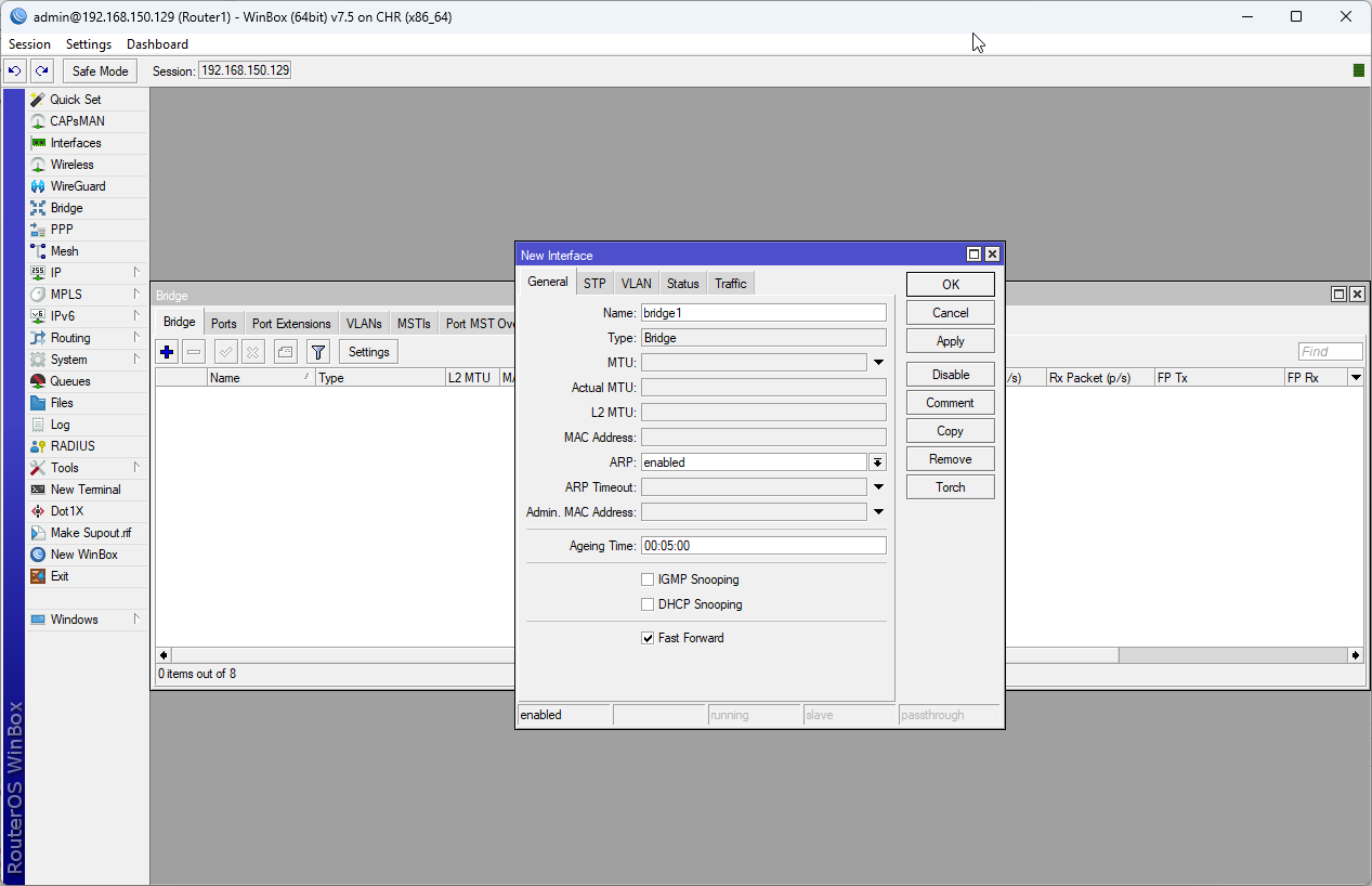 Lab 2.2 - First Interactions with the MikroTik Router (WinBox)