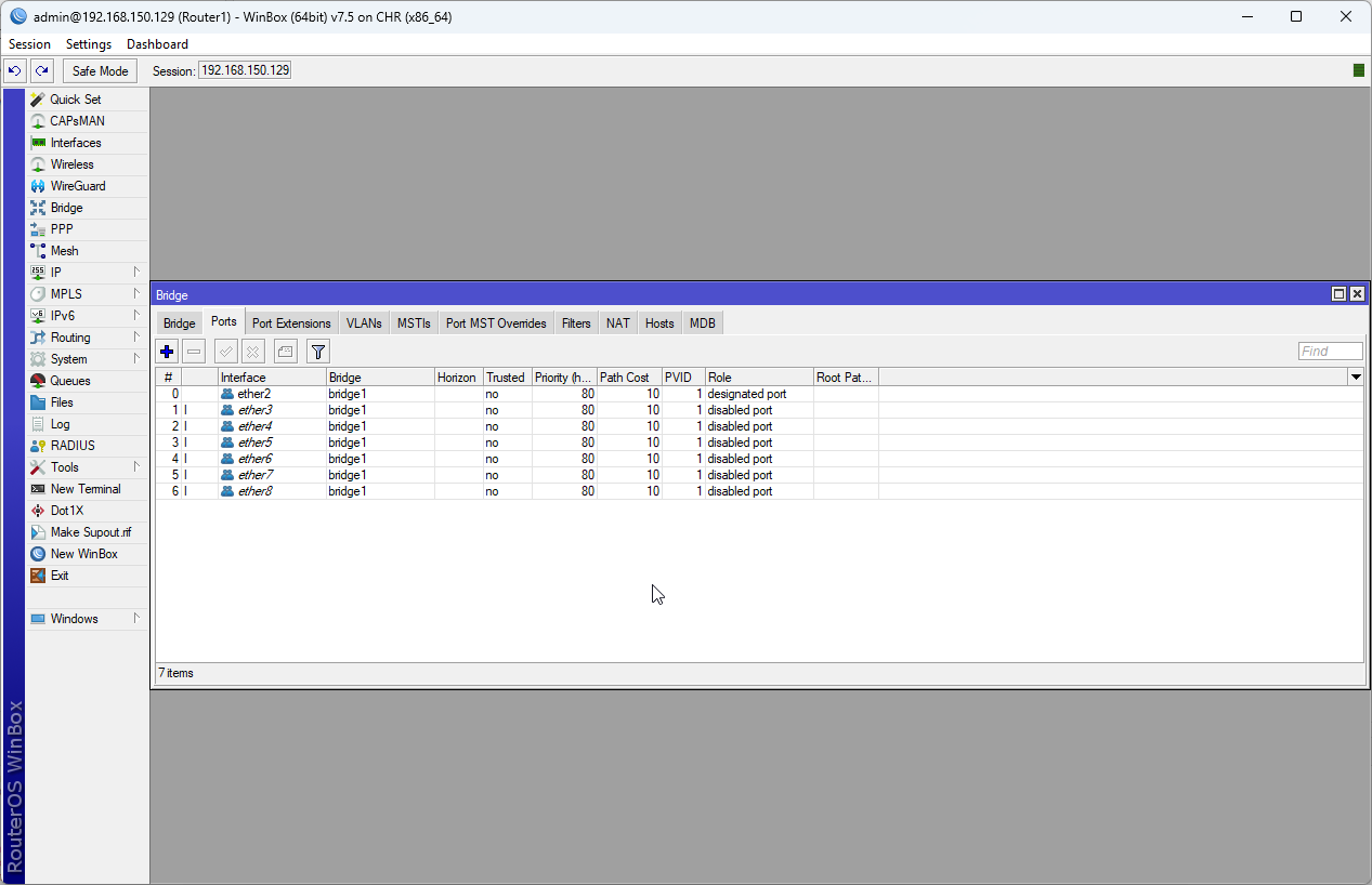 Lab 2.2 - First Interactions with the MikroTik Router (WinBox)