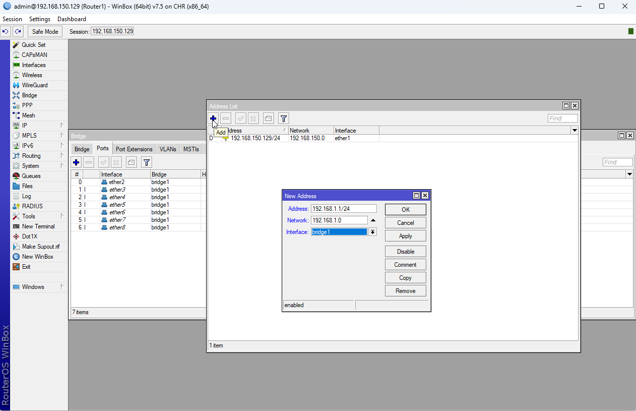 Lab 2.2 - First Interactions with the MikroTik Router (WinBox)