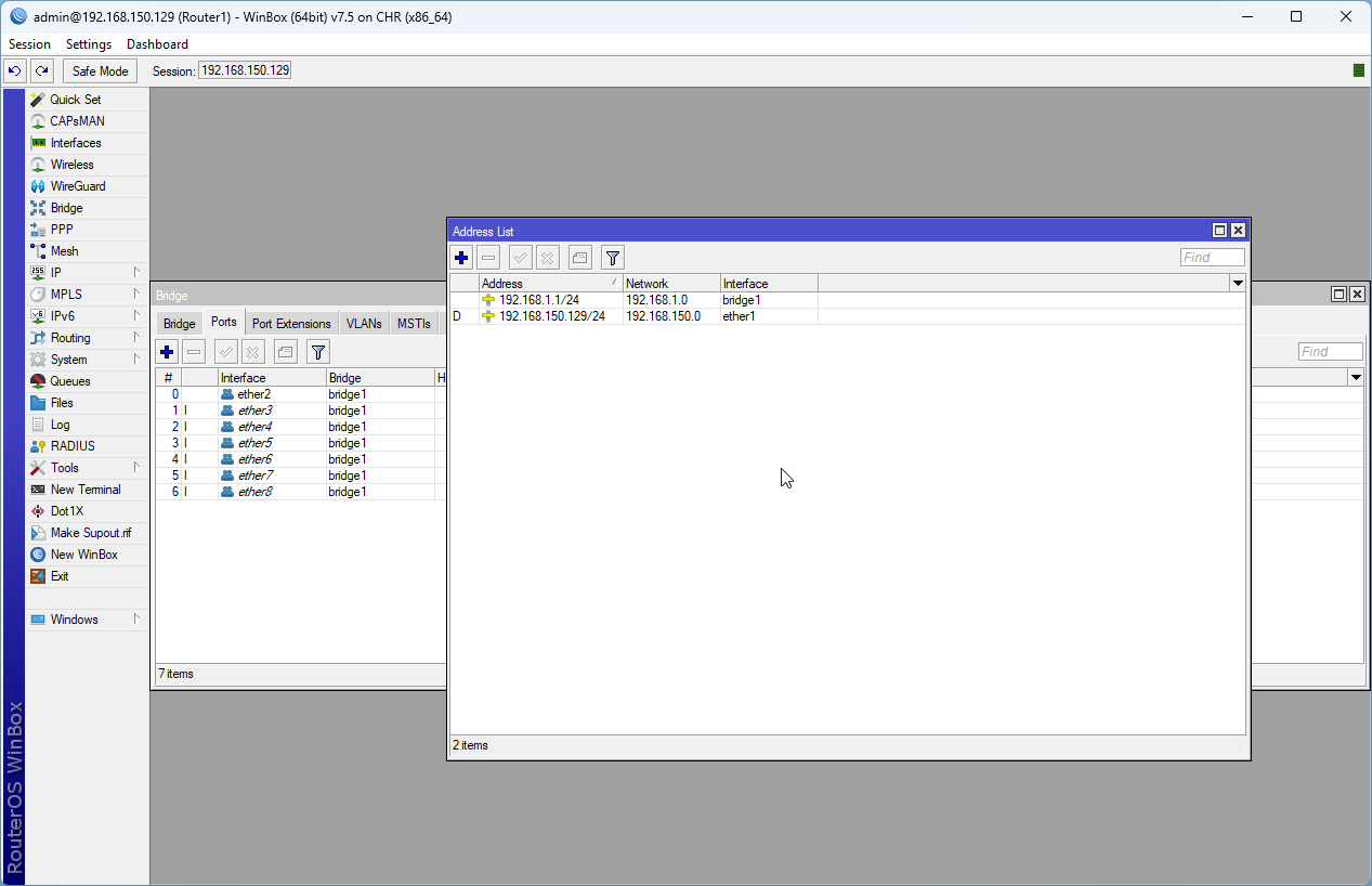 Lab 2.2 - First Interactions with the MikroTik Router (WinBox)