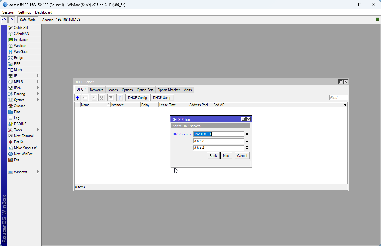 Lab 2.2 - First Interactions with the MikroTik Router (WinBox)