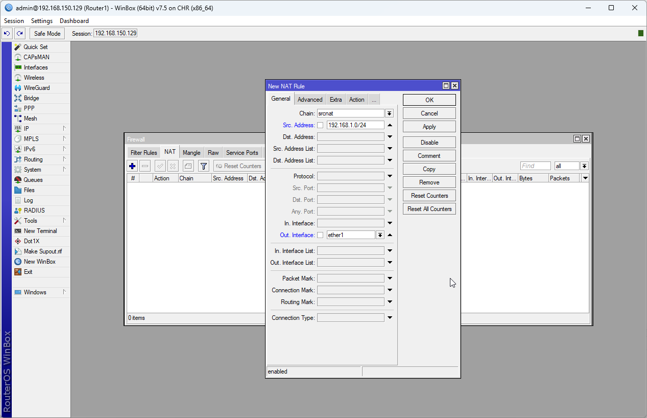 Lab 2.2 - First Interactions with the MikroTik Router (WinBox)