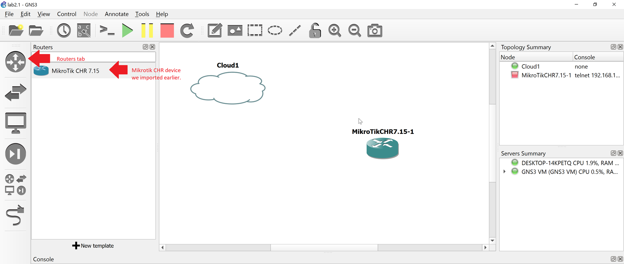 Lab 2.1 - First Interactions with the MikroTik Router