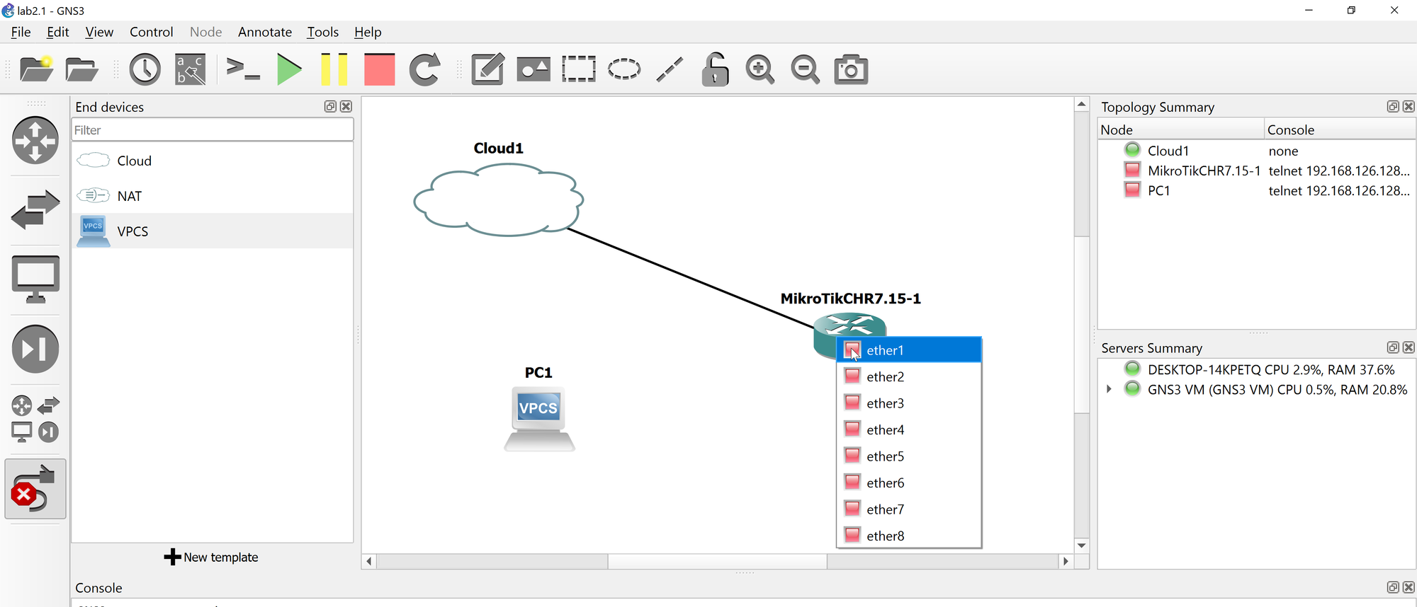 Lab 2.1 - First Interactions with the MikroTik Router