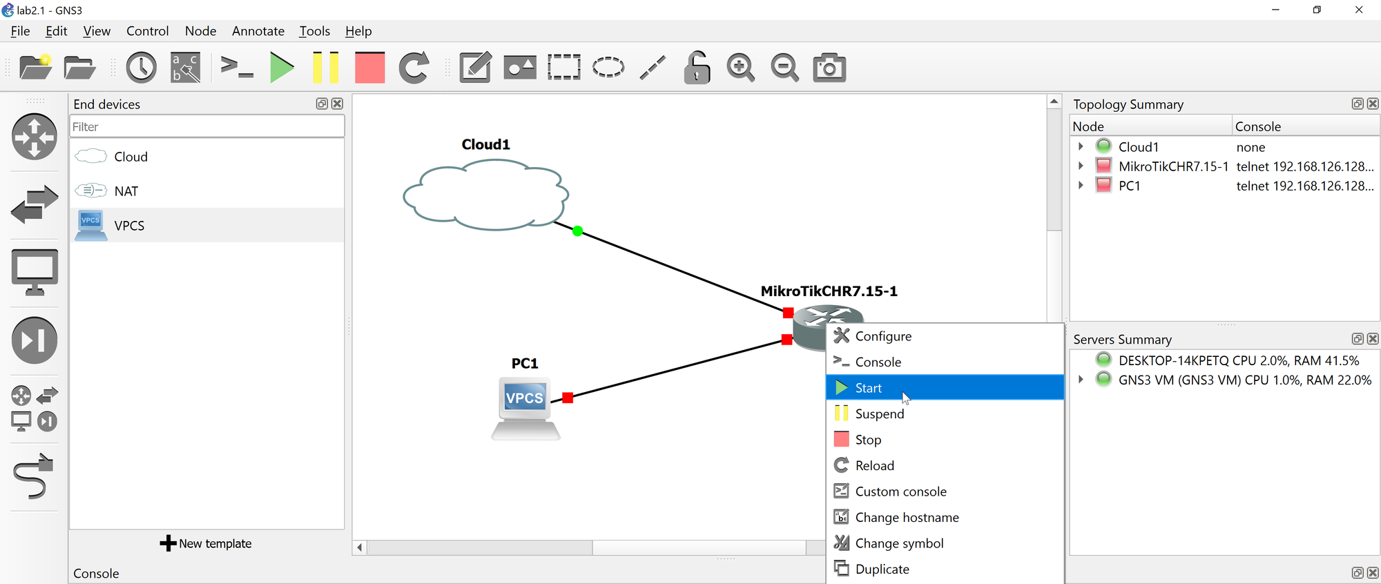 Lab 2.1 - First Interactions with the MikroTik Router