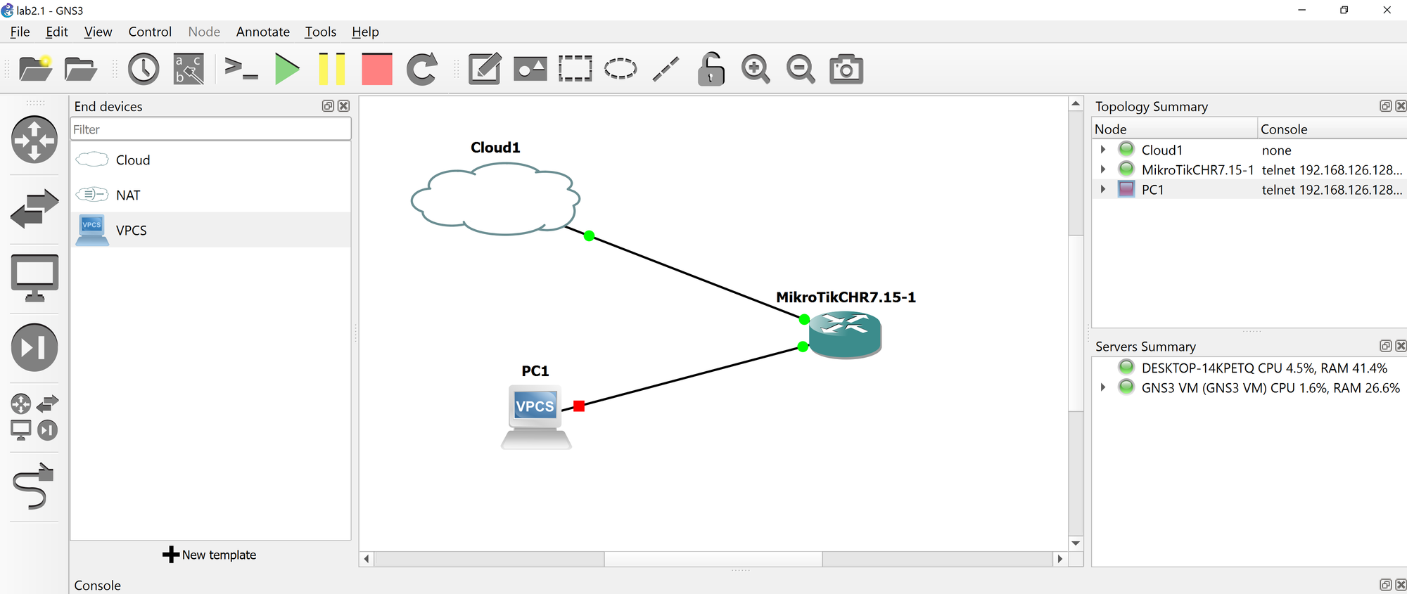 Lab 2.1 - First Interactions with the MikroTik Router