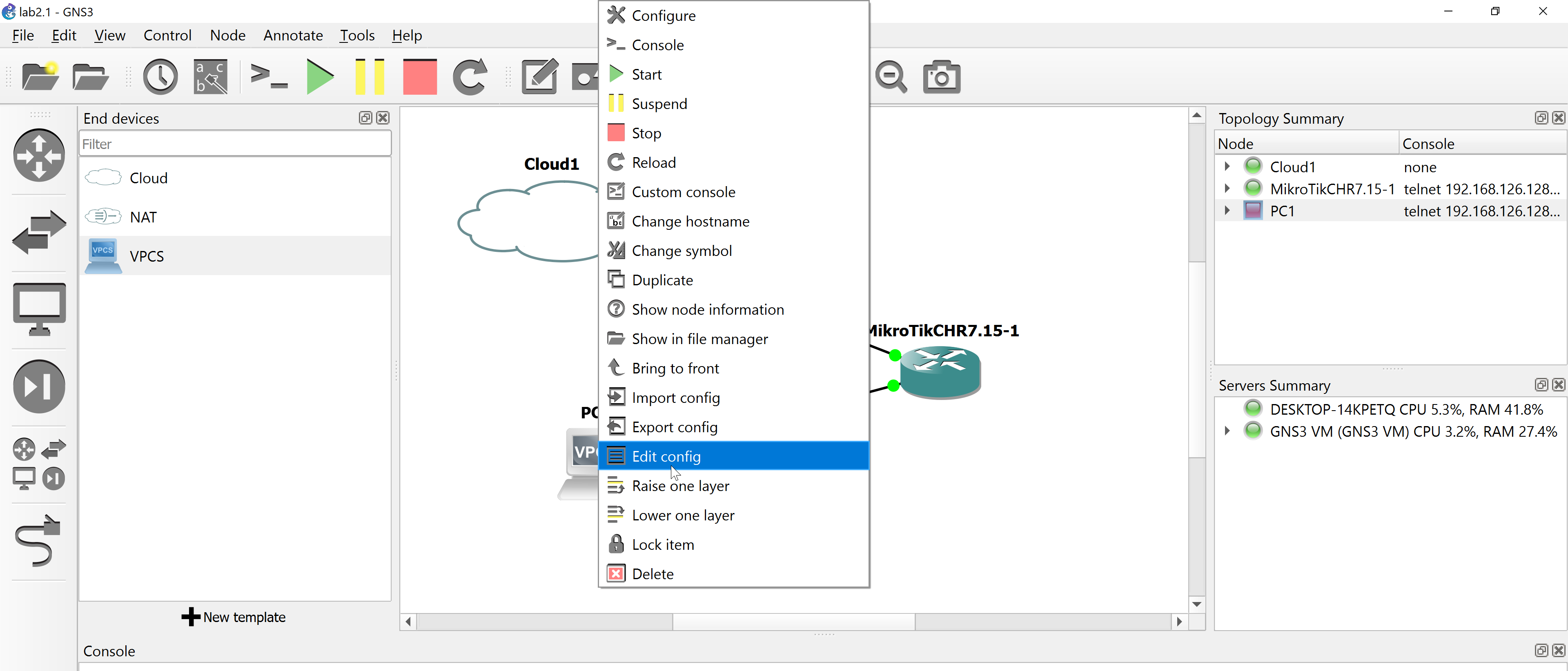 Lab 2.2 - First Interactions with the MikroTik Router (WinBox)