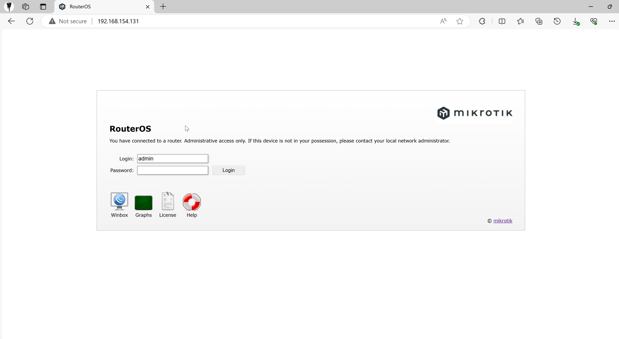 Lab 2.1 - First Interactions with the MikroTik Router