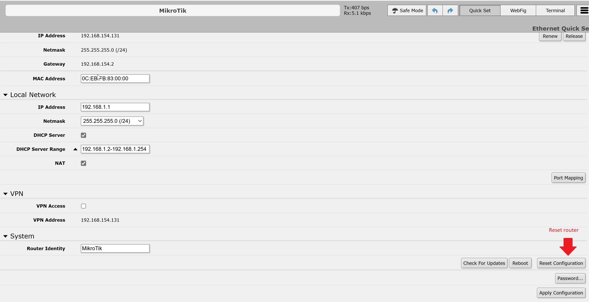 Lab 2.1 - First Interactions with the MikroTik Router