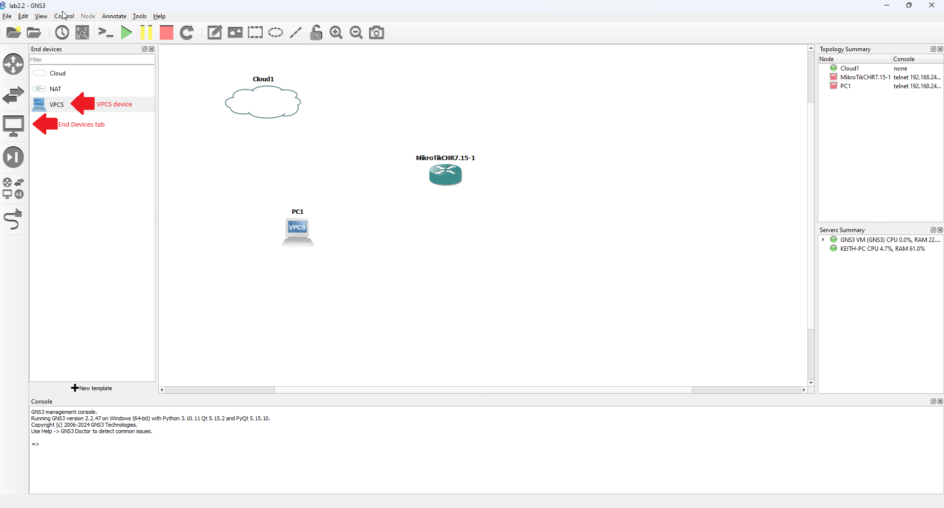 Lab 2.2 - First Interactions with the MikroTik Router (WinBox)
