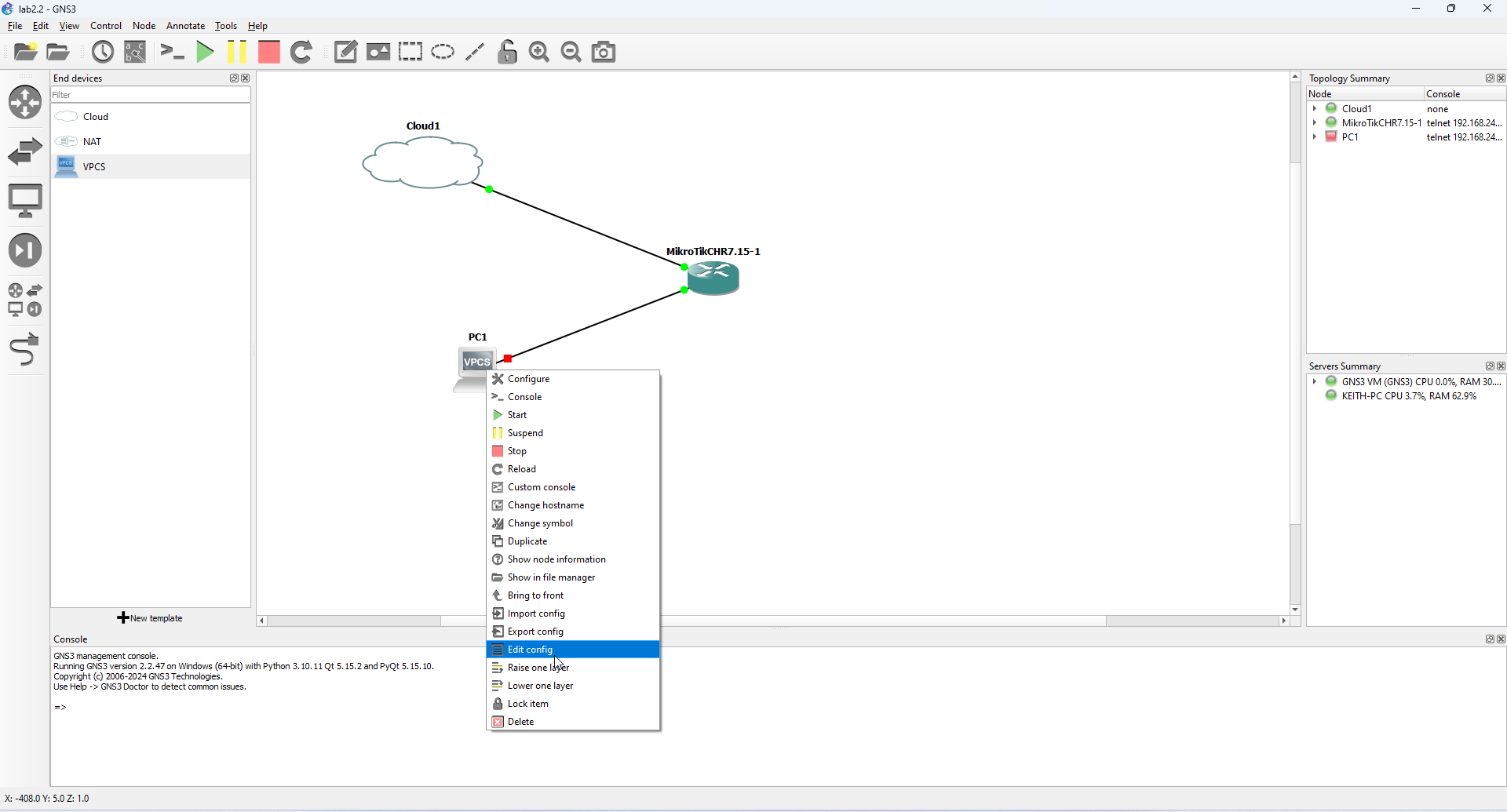 Lab 2.2 - First Interactions with the MikroTik Router (WinBox)